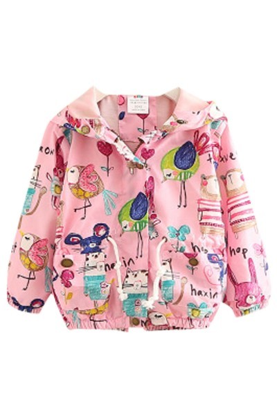 SKCC004 design printed zipper coat for girls children's wear hooded coat children's wear specialty store back view